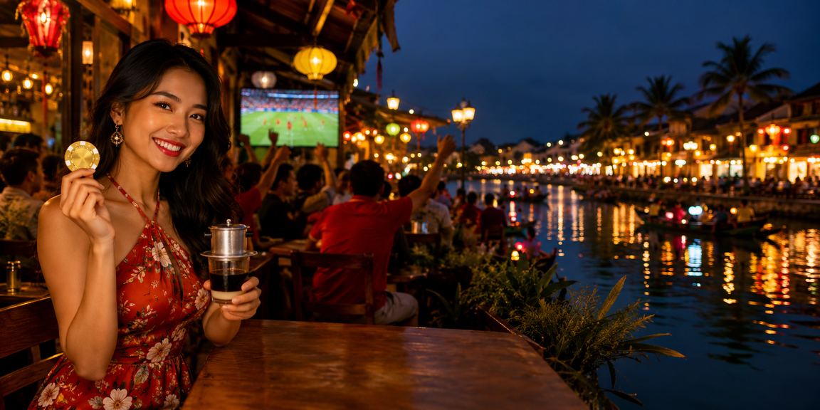 Du khách tại Hội An thưởng thức cà phê và trải nghiệm casino trực tuyến