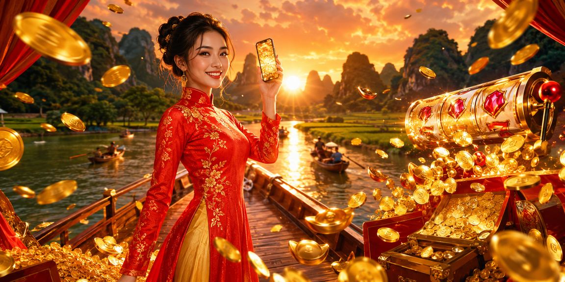 Phụ nữ áo dài Ninh Bình và giao diện Slot game trên điện thoại